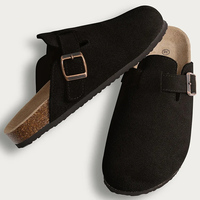 Comwarm-Sabots de repose-pieds en liège pour femmes et hommes, mules en cuir, chaussures de pomme de terre confortables avec support d'arc, toboggans plats intérieurs et extérieurs, mode 1